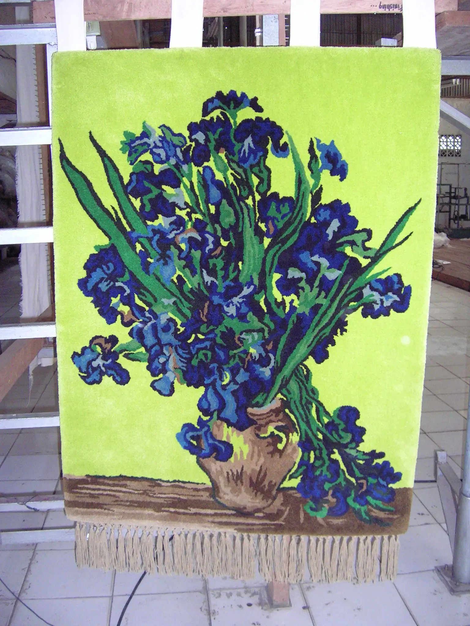 Karpet Lukisan bunga berbahan wool